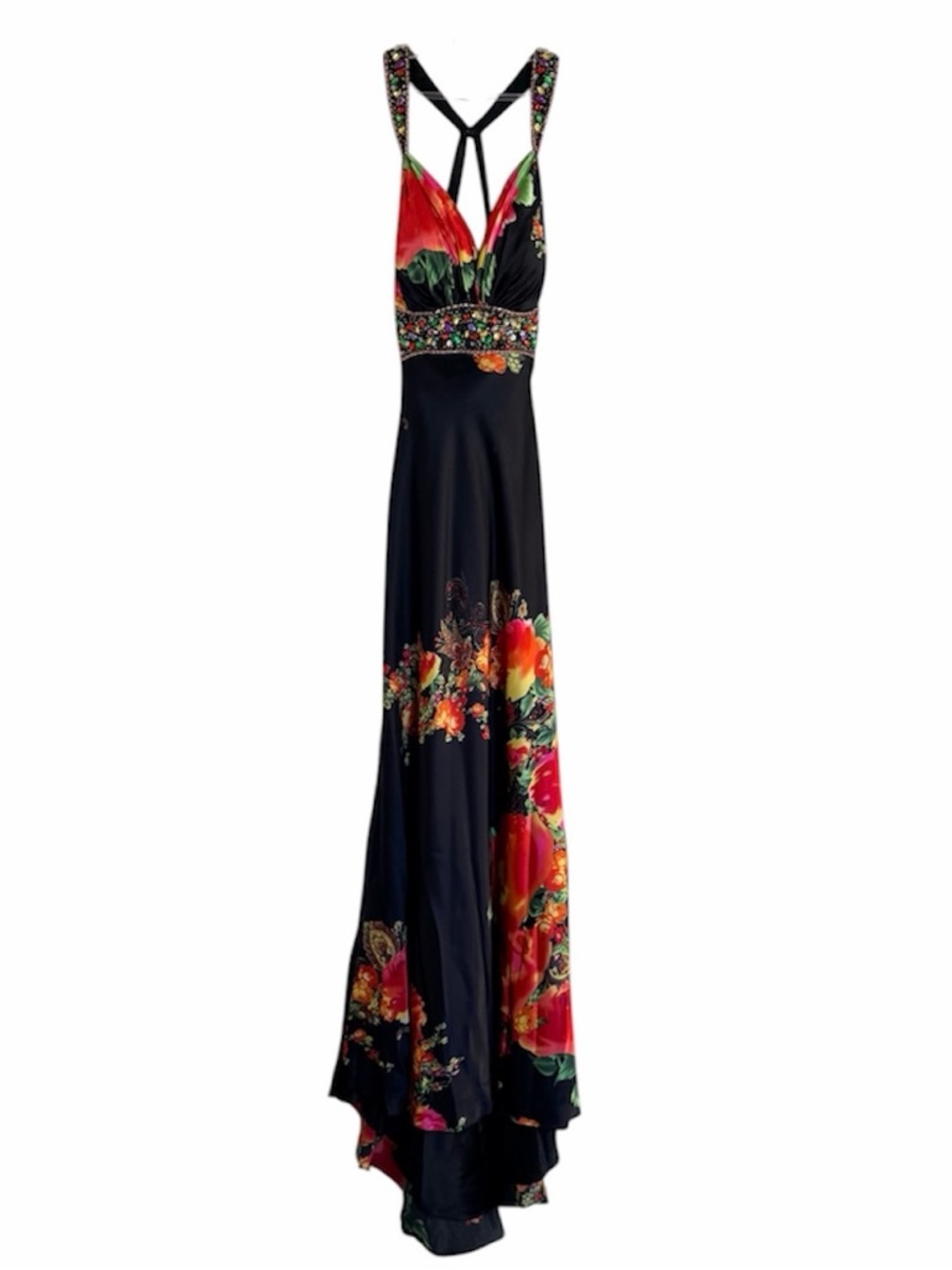Studio 17 Black Floral Jeweled Embellishment Formal